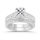 14K WHITE GOLD 2 1/2CT CUSHION/ROUND DIAMOND LADIES BRIDAL SET (CENTER STONE CUSHION DIAMOND 1 1/2CT)