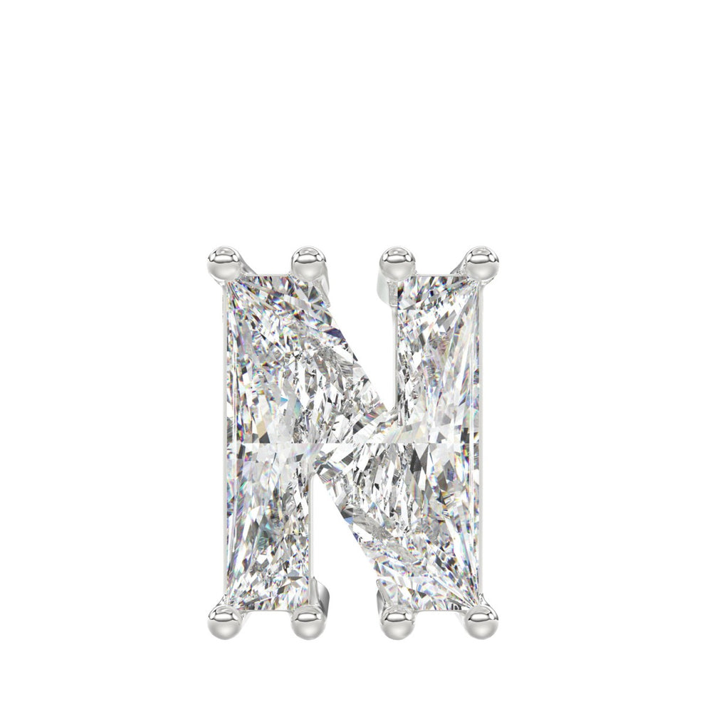 14K WHITE GOLD 1 1/2CT FANCY CUT ALPHABET DIAMOND MEN'S CHARM PENDANT