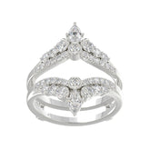 14K WHITE GOLD 1.00CT ROUND/MARQUISE DIAMOND LADIES RING