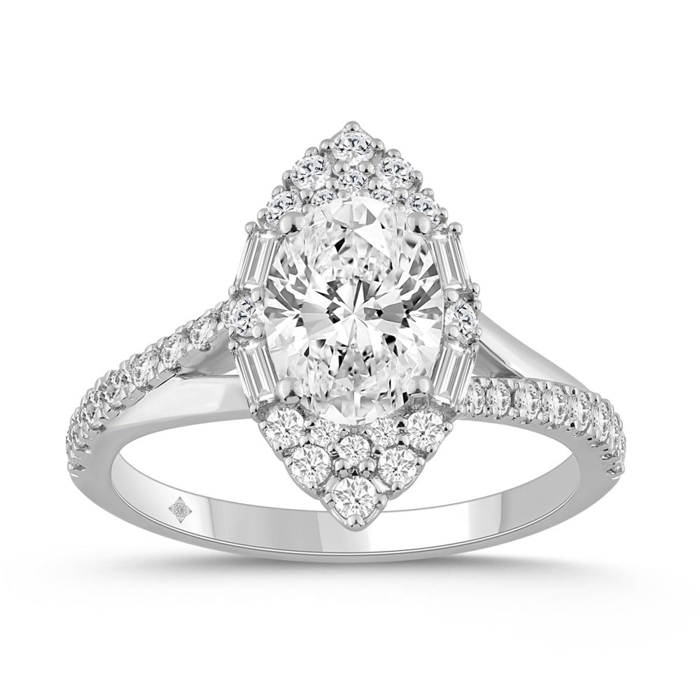 14K WHITE GOLD 2.00CT ROUND/OVAL/BAGUETTE DIAMOND LADIES RING