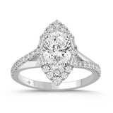 14K WHITE GOLD 2.00CT ROUND/OVAL/BAGUETTE DIAMOND LADIES RING