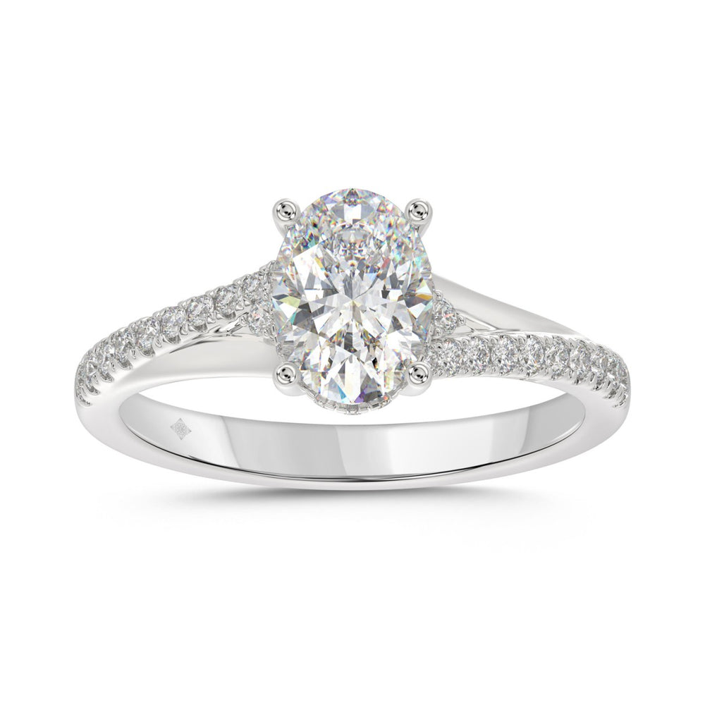 14K WHITE GOLD 1 1/2CT ROUND/OVAL DIAMOND LADIES RING
