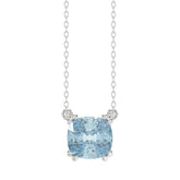 14K WHITE GOLD 1.00CT BLUE CUSHION DIAMOND LADIES SOLITAIRE PENDANT
