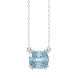 14K WHITE GOLD 1.00CT BLUE CUSHION DIAMOND LADIES SOLITAIRE PENDANT