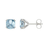 14K WHITE GOLD 2.00CT BLUE CUSHION DIAMOND LADIES SOLITAIRE EARRINGS