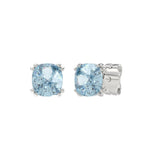 14K WHITE GOLD 2.00CT BLUE CUSHION DIAMOND LADIES SOLITAIRE EARRINGS