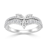 14K WHITE GOLD 3/4CT ROUND/MARQUISE DIAMOND LADIES RING