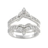 14K WHITE GOLD 1.00CT ROUND/MARQUISE DIAMOND LADIES RING