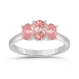 14K WHITE GOLD 2 1/6CT PINK OVAL DIAMOND LADIES RING