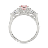 ETERNAL BLUSH COLLECTION 14K WHITE GOLD 3 1/6CT PINK CUSHION/PEAR DIAMOND LADIES RING (CENTER STONE PINK CUSHION DIAMOND 2CT)