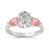 ETERNAL BLUSH COLLECTION 14K WHITE GOLD 3 5/8CT OVAL/PINK PEAR DIAMOND LADIES RING (CENTER STONE OVAL DIAMOND 2CT)