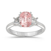 ETERNAL BLUSH COLLECTION 14K WHITE GOLD 2 3/4CT PINK CUSHION/TRAPEZOID DIAMOND LADIES RING (CENTER STONE PINK CUSHION DIAMOND 2CT)