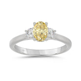14K WHITE GOLD 1.00CT ROUND/YELLOW OVAL DIAMOND WHITE GOLD LADIES RING (CENTER STONE YELLOW OVAL DIAMOND 3/4CT)