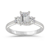 14K WHITE GOLD 1 3/8CT EMERALD/ROUND DIAMOND LADIES RING (CENTER STONE EMERALD DIAMOND 1CT)