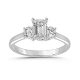 14K WHITE GOLD 1 3/8CT EMERALD/ROUND DIAMOND LADIES RING (CENTER STONE EMERALD DIAMOND 1CT)