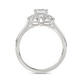 14K WHITE GOLD 1 3/8CT EMERALD/ROUND DIAMOND LADIES RING (CENTER STONE EMERALD DIAMOND 1CT)