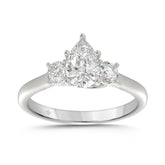 14K WHITE GOLD 1 1/3CT PEAR/ROUND DIAMOND LADIES RING (CENTER STONE PEAR DIAMOND 1CT)