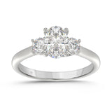 14K WHITE GOLD 1 3/8CT OVAL/ROUND DIAMOND LADIES RING (CENTER STONE OVAL DIAMOND 1CT)