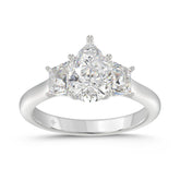 14K WHITE GOLD 2 1/5CT PEAR/TRAPEZOID DIAMOND LADIES RING (CENTER STONE PEAR DIAMOND 1 1/2CT)