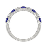 14K WHITE GOLD 2 3/8CT ROUND DIAMOND LADIES BAND (BLUE SAPPHIRE ROUND)