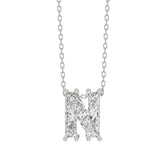 10K White Gold Diamond Initial “N” Pendant 1 1/2CT Fancy Cut Ladies Alphabet Charm with Chain
