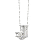 10K White Gold Diamond Initial “J” Pendant 7/8CT Fancy Cut Ladies Alphabet Charm with Chain