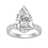 14K WHITE GOLD 4 3/4CT ROUND/PEAR DIAMOND LADIES RING (CENTER STONE PEAR DIAMOND 4CT)