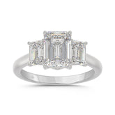 14K WHITE GOLD 3.00CT EMERALD DIAMOND LADIES RING (CENTER STONE EMERALD DIAMOND 2CT)