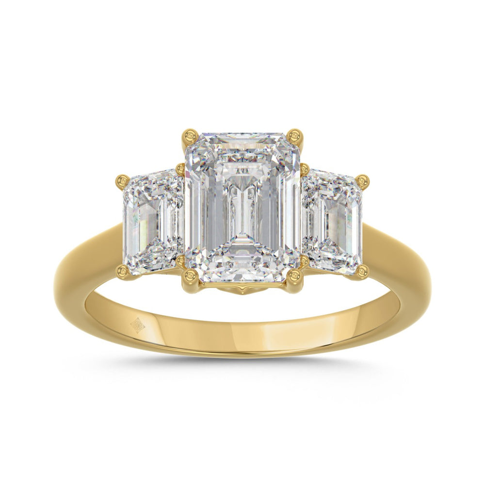 14K YELLOW GOLD 3.00CT EMERALD DIAMOND LADIES RING (CENTER STONE EMERALD DIAMOND 2CT)