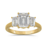 14K YELLOW GOLD 3.00CT EMERALD DIAMOND LADIES RING (CENTER STONE EMERALD DIAMOND 2CT)