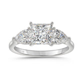 14K WHITE GOLD 2 5/8CT PRINCESS/PEAR DIAMOND LADIES RING (CENTER STONE PRINCESS DIAMOND 1 5/8CT)