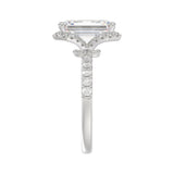 14K White Gold 4 1/2CT ladies Round & Emerald-cut diamond halo engagement Ring 4.00CT Emerald Center stone (Color F-G -Clarity VS1/VS2)