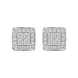 10K WHITE GOLD 1.00CT ROUND DIAMOND LADIES EARRINGS