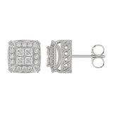 10K WHITE GOLD 1.00CT ROUND DIAMOND LADIES EARRINGS