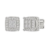 10K WHITE GOLD 1.00CT ROUND DIAMOND LADIES EARRINGS