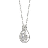 10K WHITE GOLD 3/4CT ROUND/PEAR DIAMOND LADIES PENDANT WITH CHAIN (CENTER STONE PEAR DIAMOND 1/2CT)