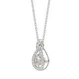 10K WHITE GOLD 3/4CT ROUND/PEAR DIAMOND LADIES PENDANT WITH CHAIN (CENTER STONE PEAR DIAMOND 1/2CT)