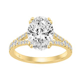 14K YELLOW GOLD 2 3/4CT ROUND/OVAL DIAMOND LADIES BRIDAL RING (CENTER STONE OVAL DIAMOND 2 1/2CT)