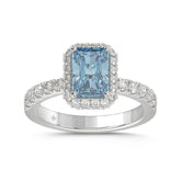 14K WHITE GOLD 4.00CT ROUND/RADIANT DIAMOND LADIES RING (CENTER STONE BLUE RADIANT DIAMOND 3CT)