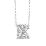 14K WHITE GOLD 1 1/2CT FANCY CUT ALPHABET DIAMOND LADIES PENDANT WITH CHAIN