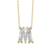 14K YELLOW GOLD 1 5/8CT FANCY CUT ALPHABET DIAMOND LADIES PENDANT WITH CHAIN