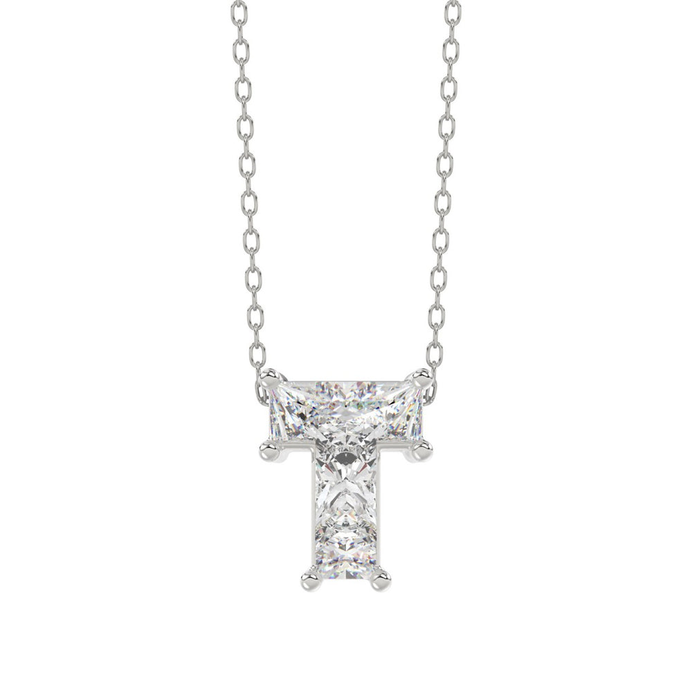 14K WHITE GOLD 1.00CT FANCY CUT ALPHABET DIAMOND LADIES PENDANT WITH CHAIN