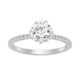 14K WHITE GOLD 1 1/3CT ROUND DIAMOND LADIES RING (CENTER STONE ROUND DIAMOND 1CT)