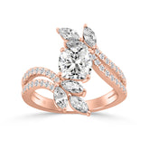 14K ROSE GOLD 1 1/2CT ROUND/MARQUISE/CUSHION DIAMOND LADIES RING (CENTER STONE CUSHION DIAMOND 1/2CT)