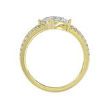 14K YELLOW GOLD 1 1/2CT ROUND/PEAR DIAMOND LADIES RING (CENTER STONE PEAR DIAMOND 1CT)