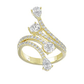 14K YELLOW GOLD 2.00CT ROUND/PEAR DIAMOND LADIES RING