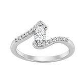 14K WHITE GOLD 3/8CT ROUND/PEAR DIAMOND LADIES RING (CENTER STONE PEAR DIAMOND 1/4CT)