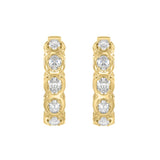 14K YELLOW GOLD 1.00CT OVAL DIAMOND HOOP EARRINGS