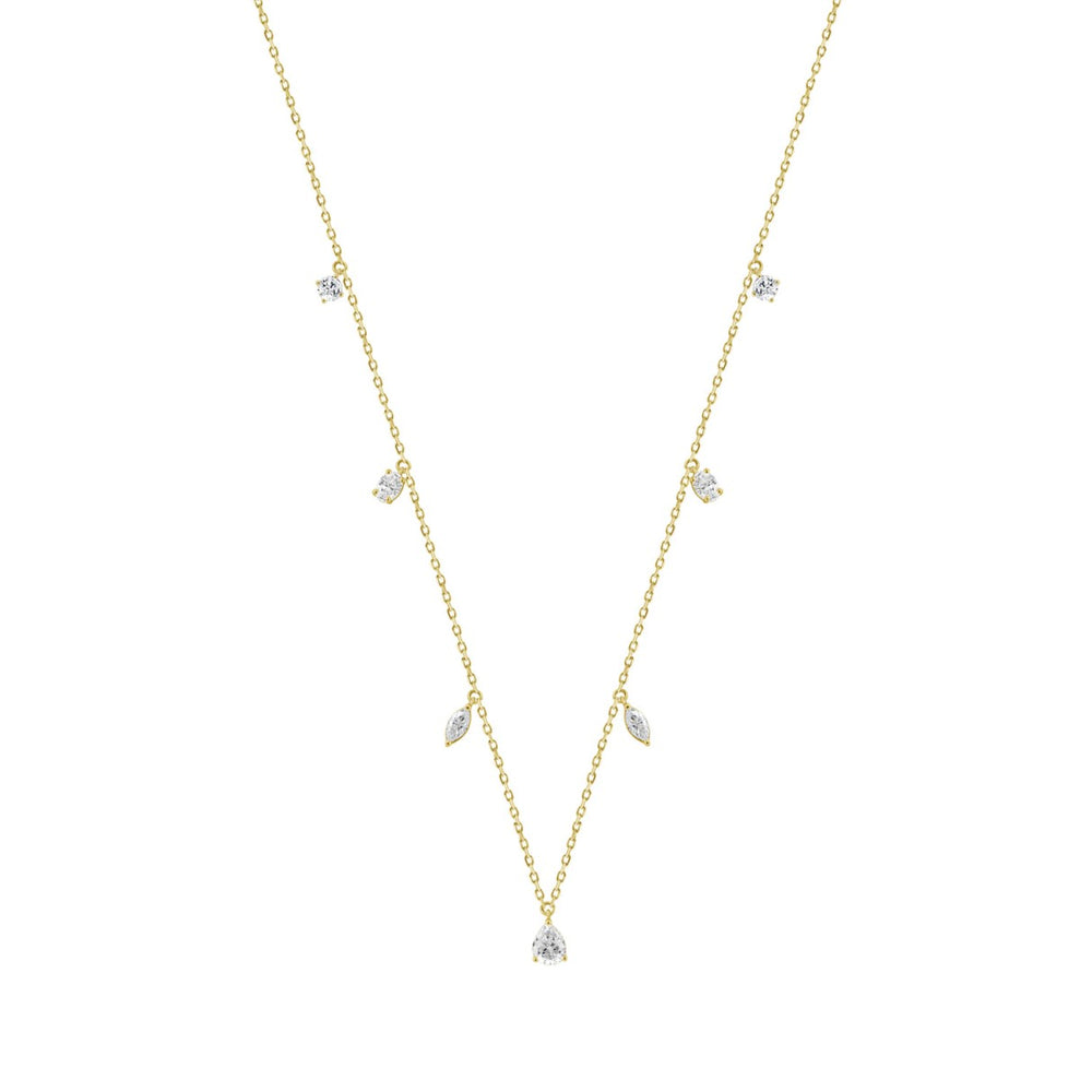 14K YELOW GOLD 1.00CT ROUND/PEAR/MARQUISE/OVAL DIAMOND LADIES NECKLACE