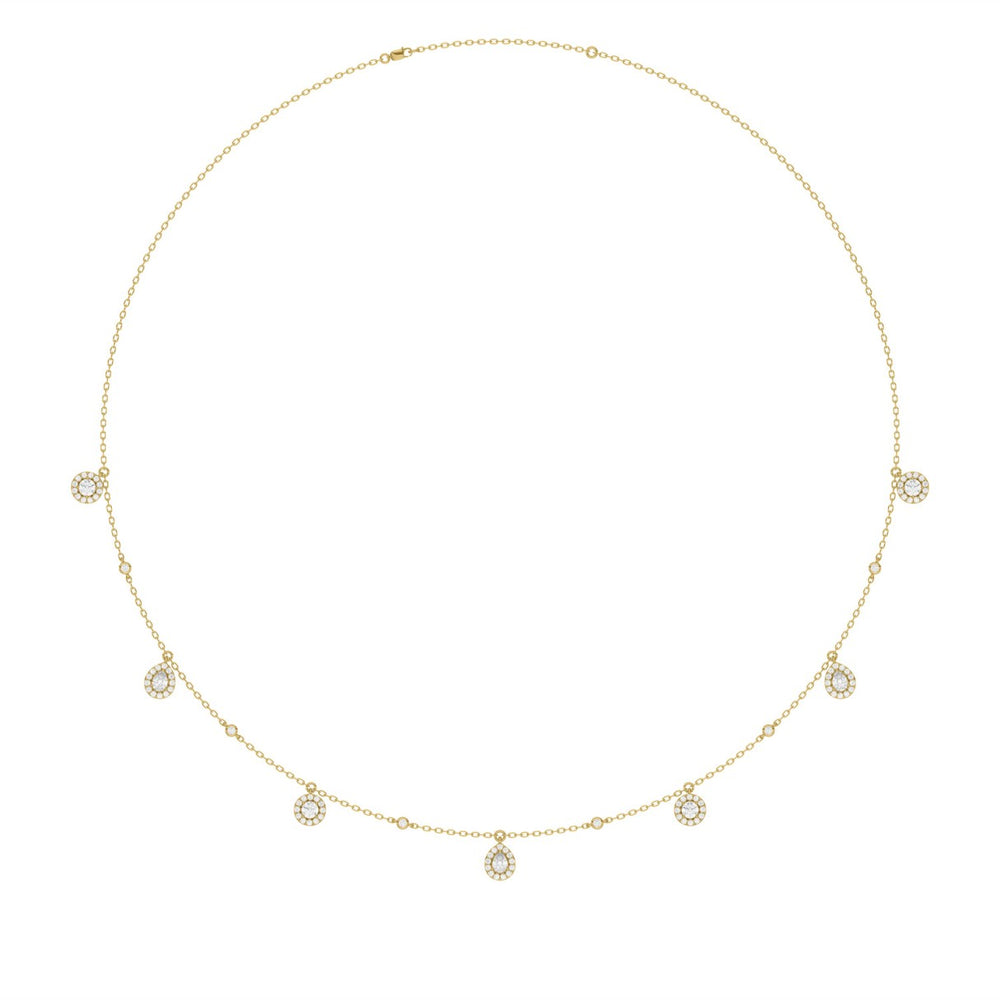 14K YELLOW GOLD 1.00CT ROUND/PEAR DIAMOND LADIES NECKLACE